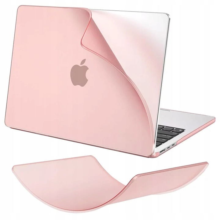Alogy tok MacBook Air 13.6"-hoz, átlátszó rózsaszín, rugalmas PP anyag, vékony design