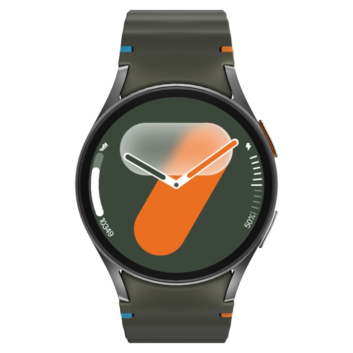 Watch7 Mini okosóra, 1.3 hüvelykes AMOLED, zöld szilikon szíjjal, Bluetooth hívások, NFC fizetés, vezeték nélküli töltés, IP68 ellenállás, pulzusszám és SpO2 monitorozás, okos értesítések