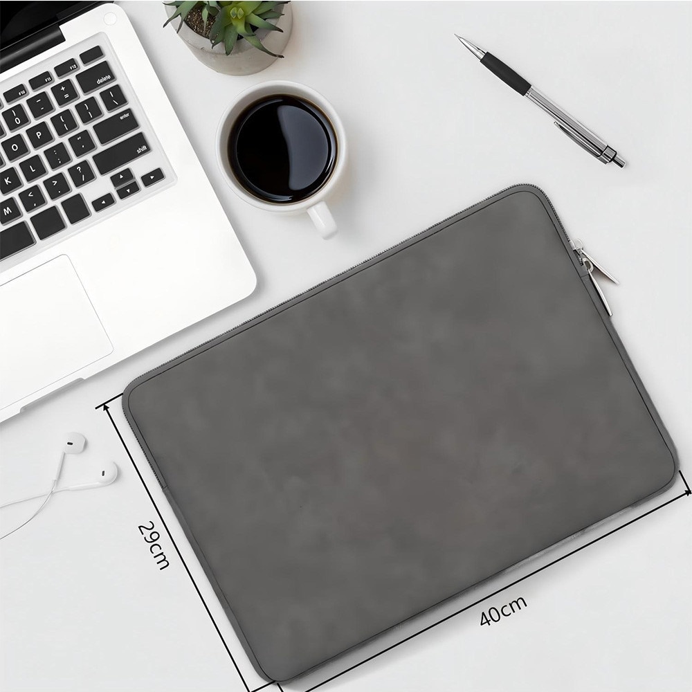 Husa pentru MacBook Pro/Air sau Laptop 15 Sleeve din piele PU premium, 14 -15.6 inch, Gri