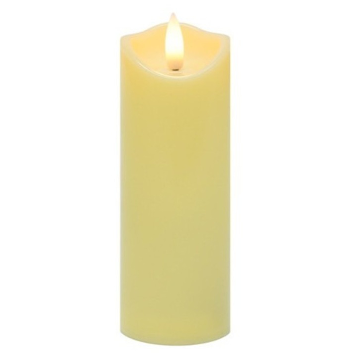 Lumanare decorativa LED, Zola, efect flacara, lumina alb cald, alimentare baterii, 15.5 x 5 cm, alba