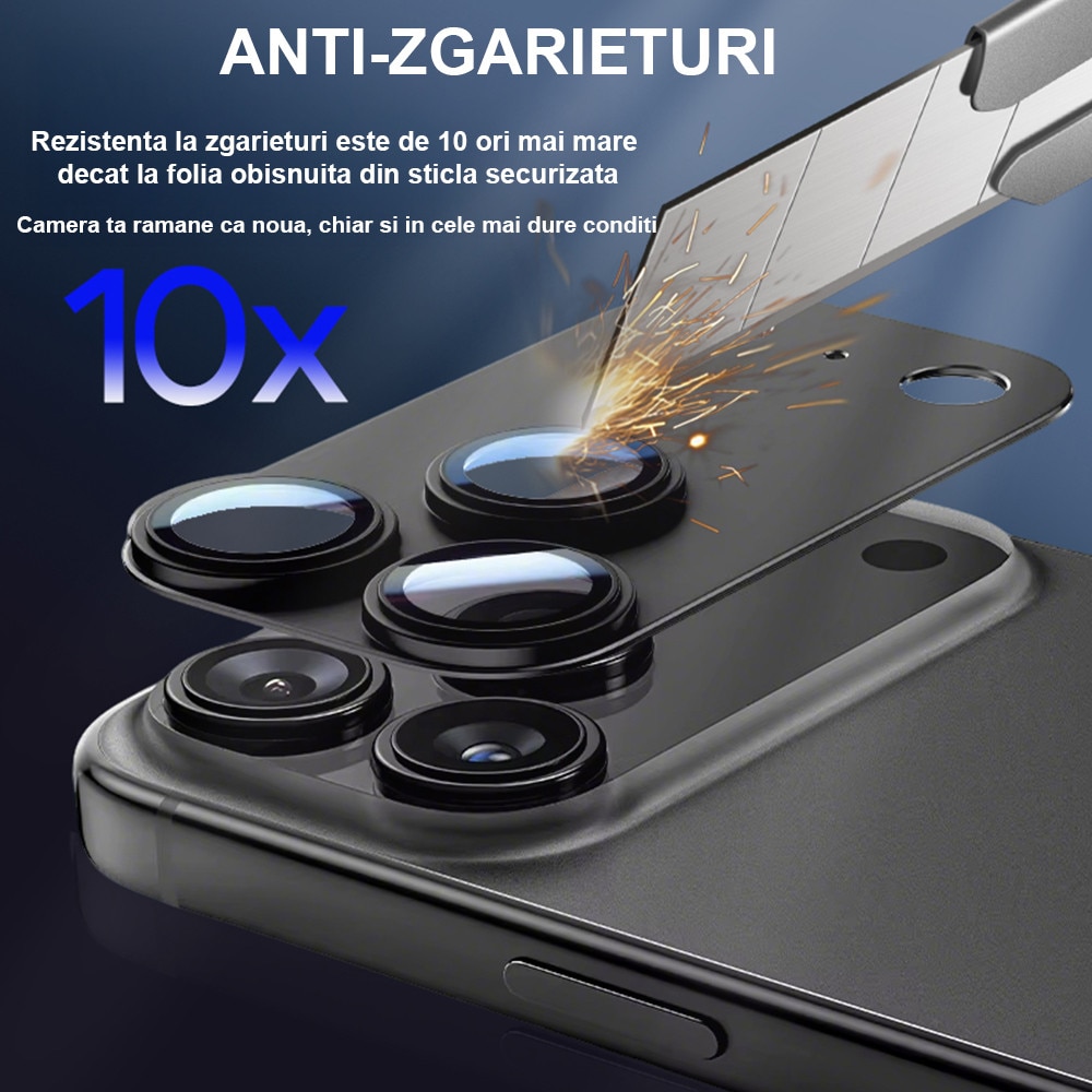 Protectie Camere Sticla Securizata Compatibil Cu Apple iPhone 17 Pro, HEYBINGO, Full Cover, Protectie Completa, Ultra Rezistenta, Calitate Premium, Max Sierra Blue