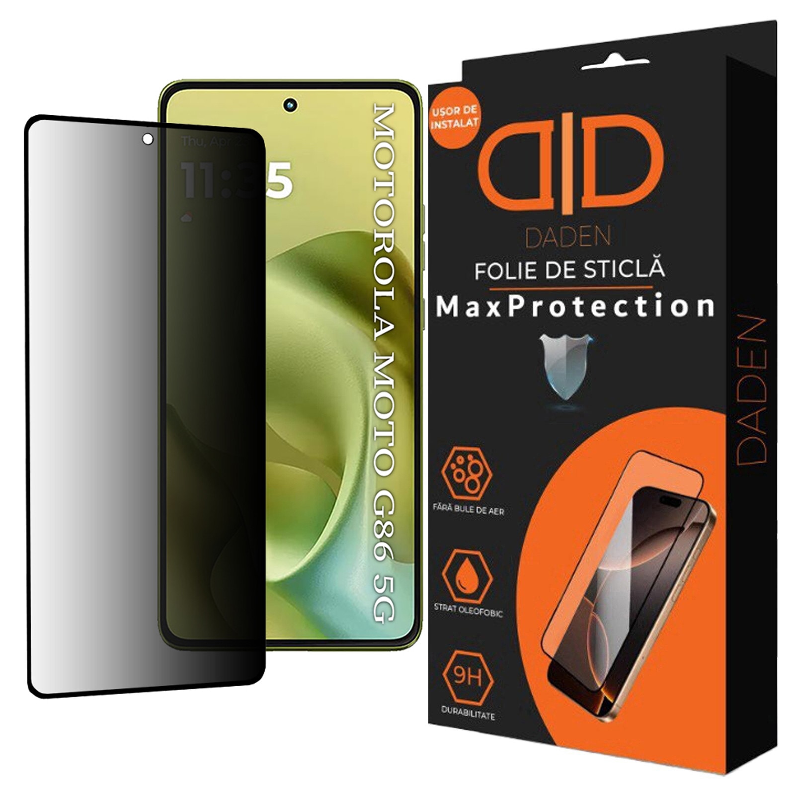 Folie Sticla Privacy pentru Motorola Moto G86 / G86 Power Daden MaxProtection, Full Cover, Protectie Profesionala, Ultra Rezistenta, Calitate Premium