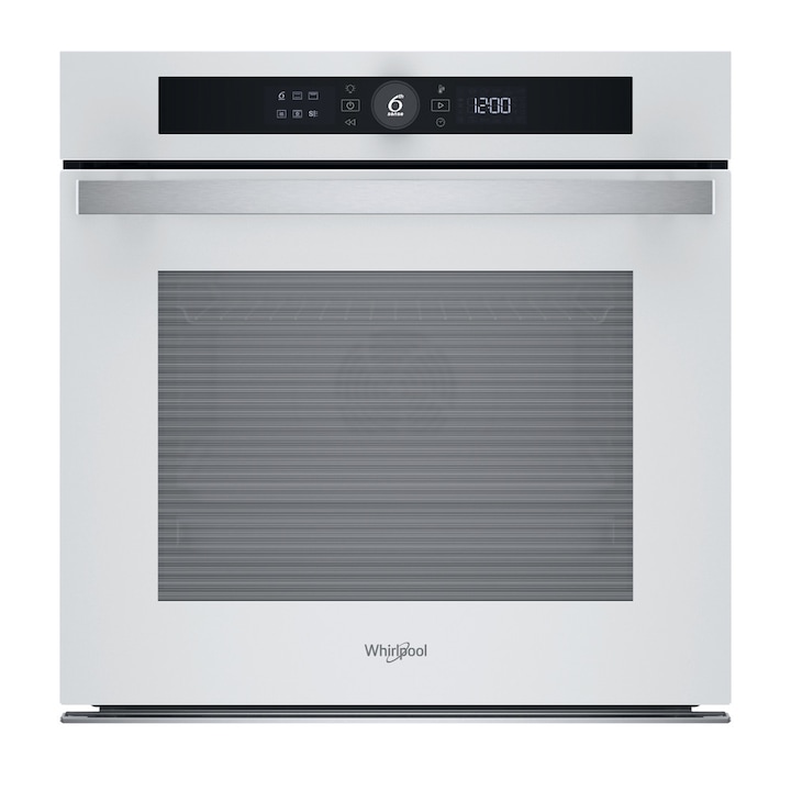 Cuptor incorporabil electric Whirlpool WOI4S8PM1SWA,73L, curatare pirolitica, functie Air Fryer, functie Pizza, Steam+,Grill, Clasa A+ , Alb
