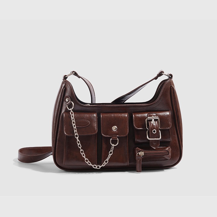 Női táska, nagy kapacitású, 30x20x8cm, barna színű