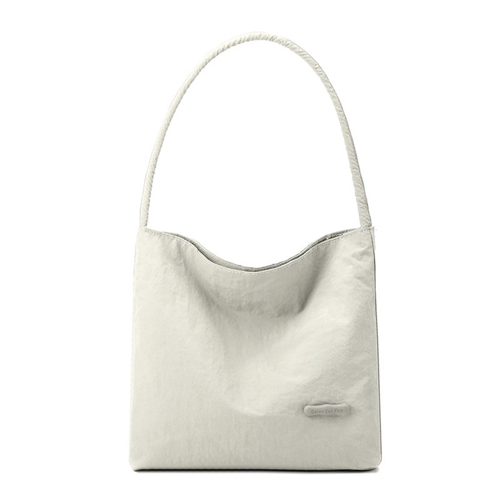 Női kézitáska, könnyű, lezser és sokoldalú, tartós nejlonból, csontfehér, 20*21cm