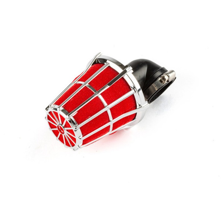 Légszűrő Hexa szögletes 90 fok d.35mm króm / piros MX_STR-335.10/CR