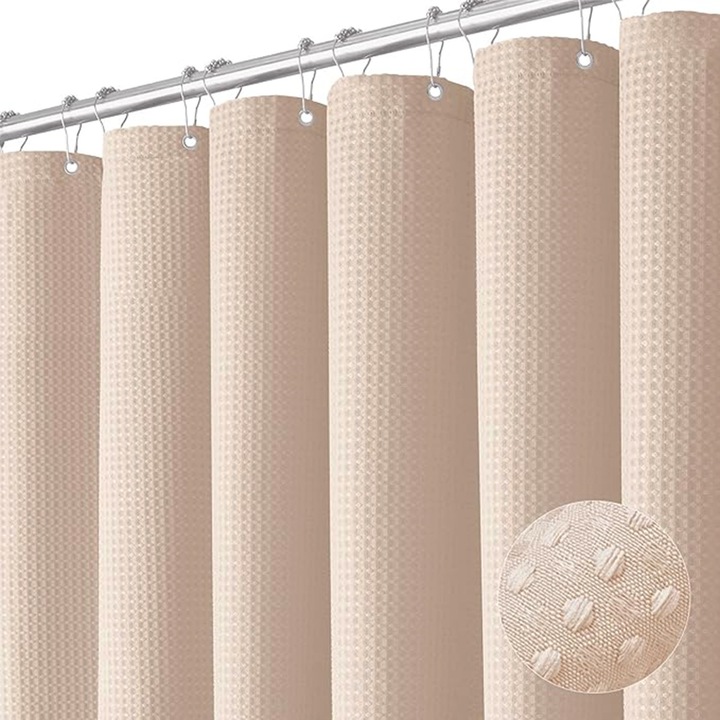 Fürdőszobai válaszfal függöny, gofrimintás, vízálló, penészálló, fúrásmentes, rózsaszín - 180cm*180cm