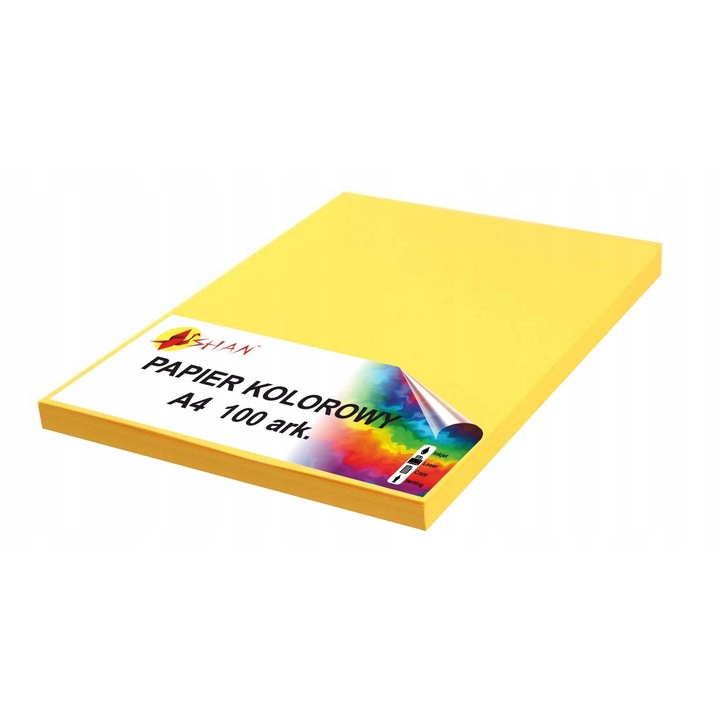 Hartie copiator A4 Shan, 120g, galben intens, 100 foi