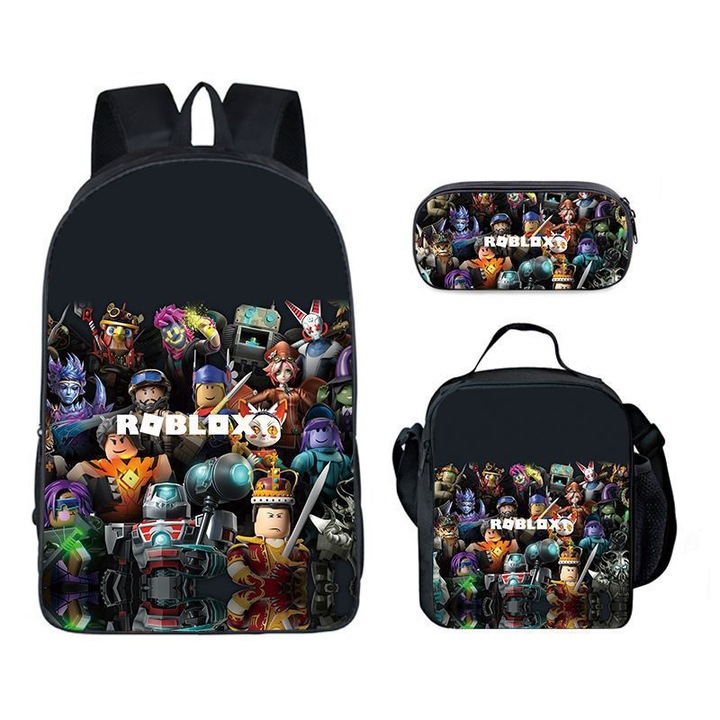 Set ghiozdan Roblox 3 piese, geanta umar, etui pentru creioane, 40x11x30cm, multicolor