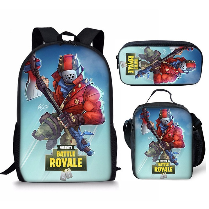 Set ghiozdan, pachet de pranz si penar Fortnite, 44x29x13cm, multicolor