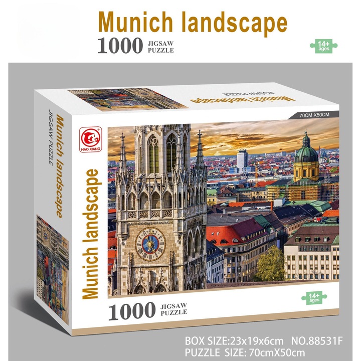 Müncheni tájkép puzzle, 1000 darabos készlet