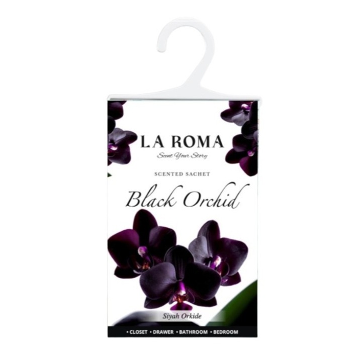 Saculet parfumat Black Orchid (Orhidee Neagra), 1 bucata – aroma florala intensa si seducatoare, ideal pentru dulap, sertar, bagaj sau masina