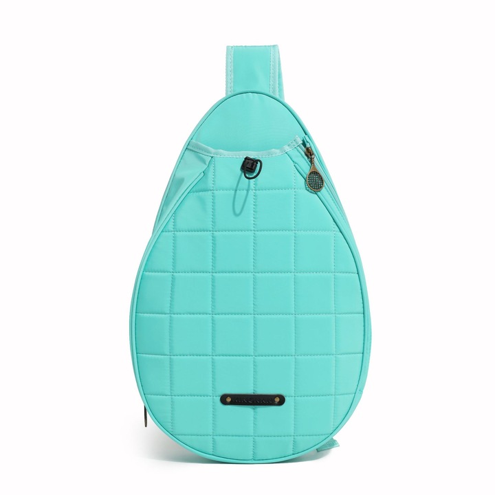 Sporttáska tollaslabdához és teniszhez, ütőtartó, állítható pánt, 43x31x13cm, türkiz