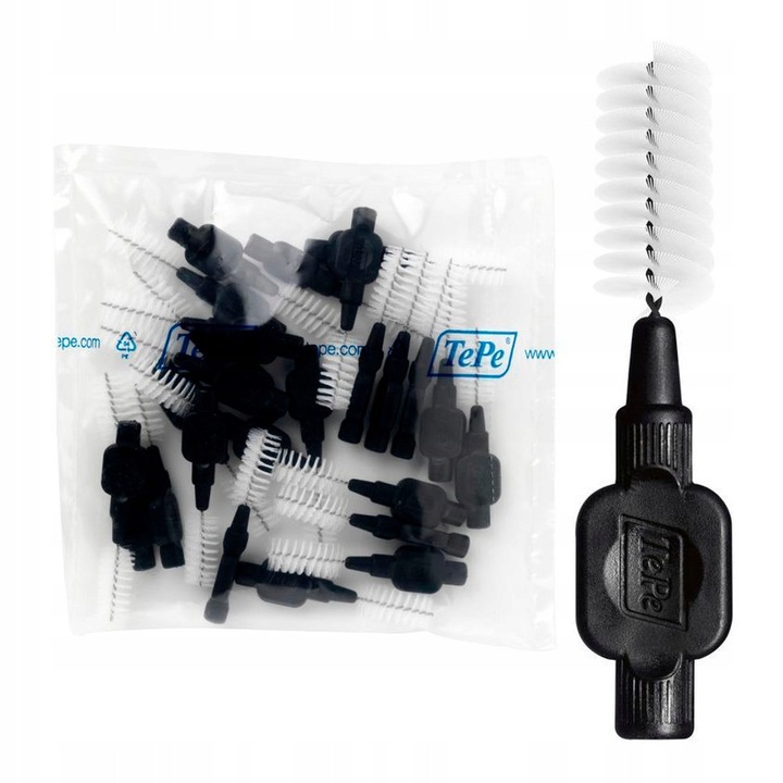 Periuțe interdentare TePe Original, set 25 bucăți, 1.5mm, negre