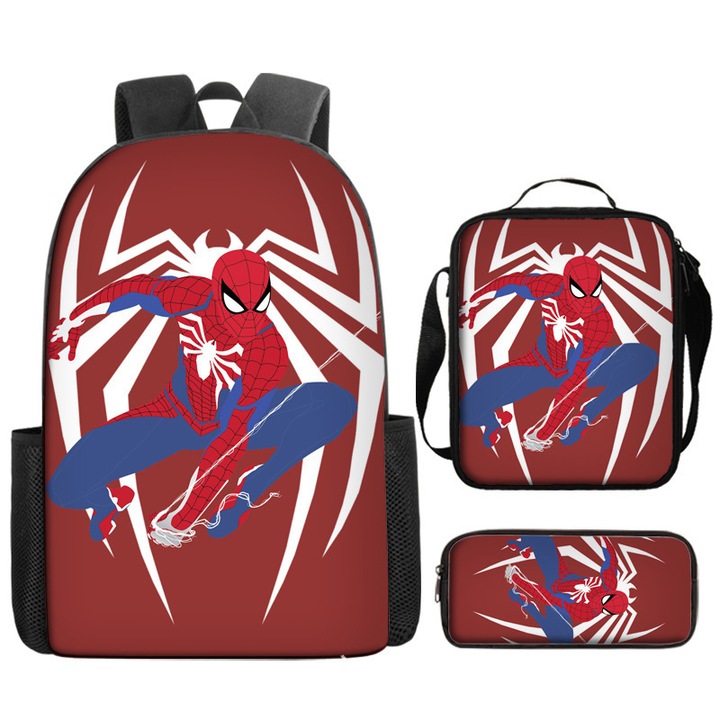 Set ghiozdan Marvel Spider-Man, 3 piese, capacitate mare, 42x12x29cm, multicolor