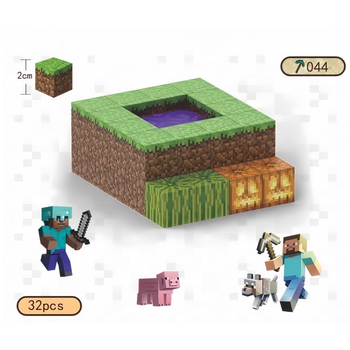 Mágneses építőkocka készlet, Twilight, 32 darab, biztonságos kialakítás, többszínű