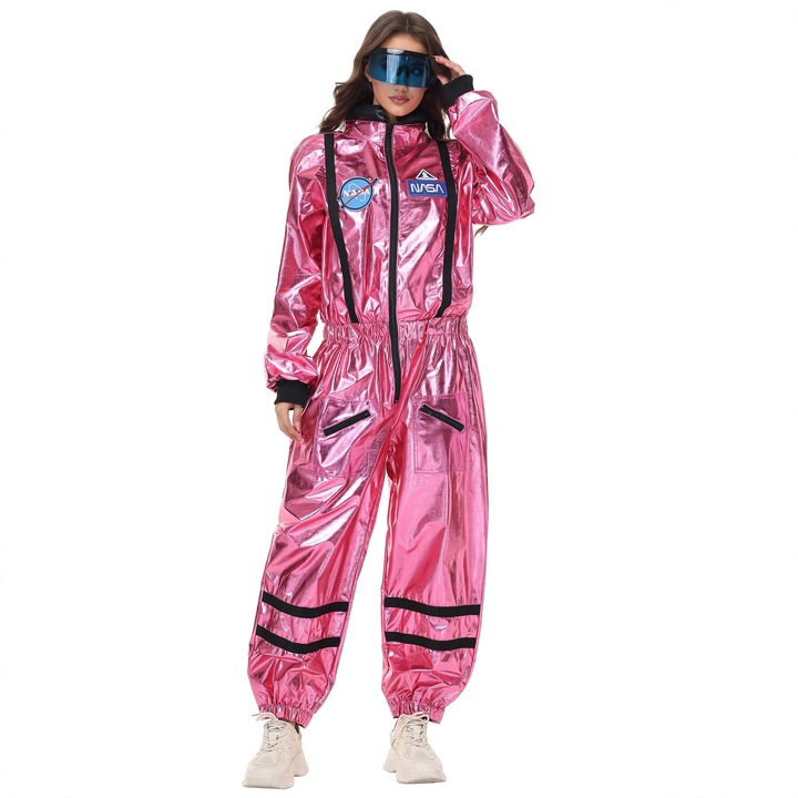 Costum adult The Wandering Earth, bodysuit roz si argintiu, unisex, set cu ochelari, M