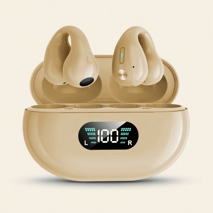 Vezeték nélküli fejhallgató zajszűrővel, Bluetooth 5.3 fejhallgató, vezeték nélküli, in-ear, Hi-Fi hangzás, intenzív basszus, kettős mikrofon, kihangosító, sport, univerzális telefon, LED kijelző, rózsaarany