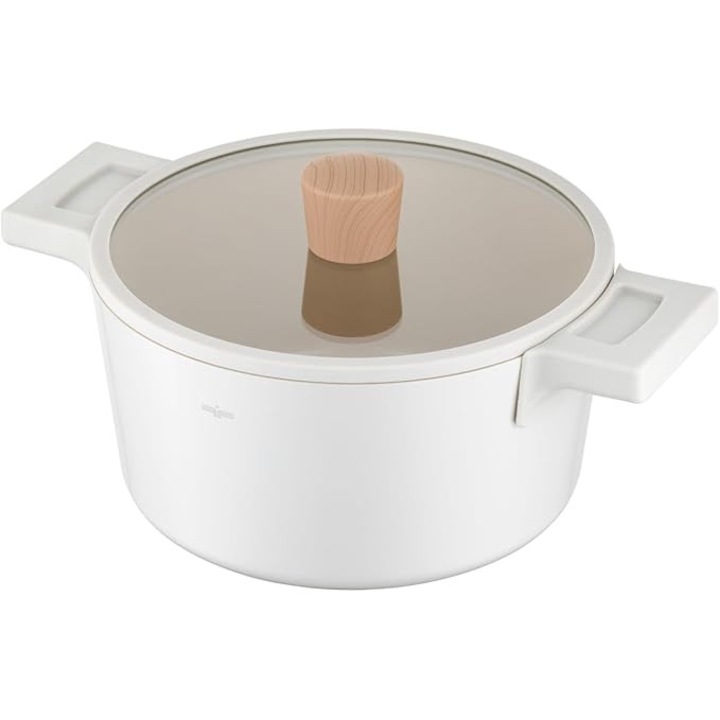 Oala Florina Nube din aluminiu, 20 cm, 2,8 L, acoperire ceramica rezistenta, capac din sticla