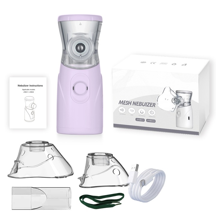 Nebulizator portabil ultrasonic, violet, 400mAh, 60min utilizare