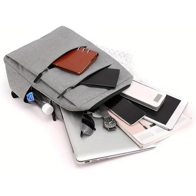 Rucsac business, set de 3 piese, capacitate mare, rucsac cu incarcare USB, pentru laptopuri de 15.6 inch, gri, 42x12x30cm