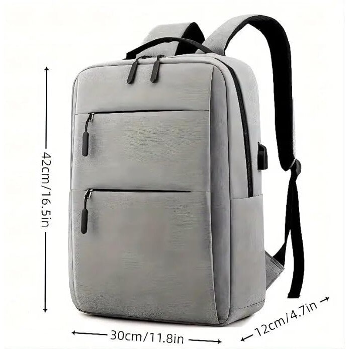 Rucsac business, set de 3 piese, capacitate mare, rucsac cu incarcare USB, pentru laptopuri de 15.6 inch, gri, 42x12x30cm