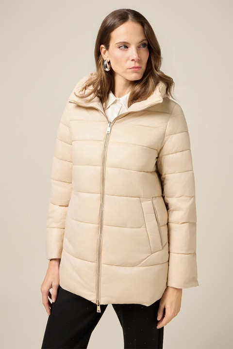 OLTRE, Geaca reversibila cu slituri laterale cu fermoar, Bej deschis