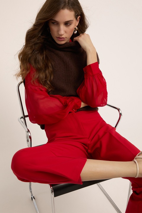 MOTIVI, Pulover lejer cu guler inalt, Maro inchis