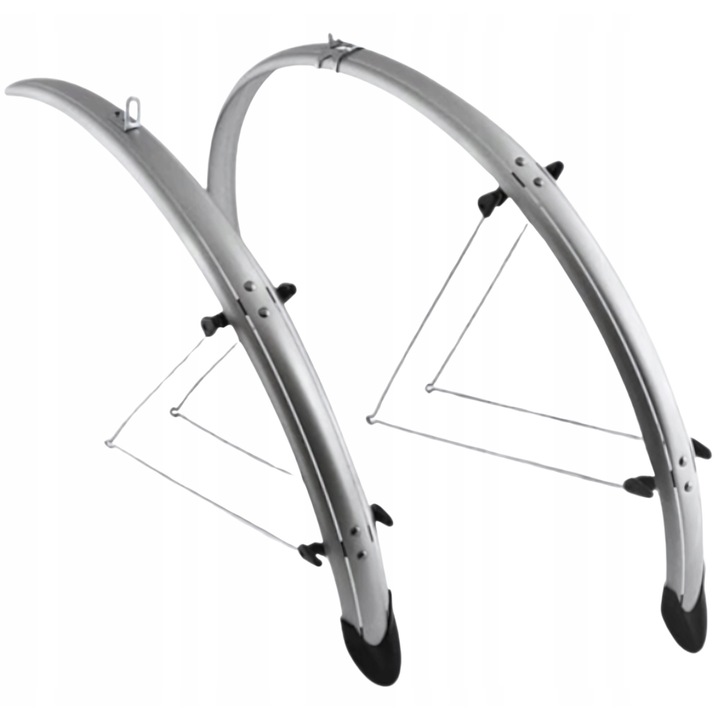 Aripi Bicicleta 24" Argintii Retro Plastic, Set Complet cu Aparatori