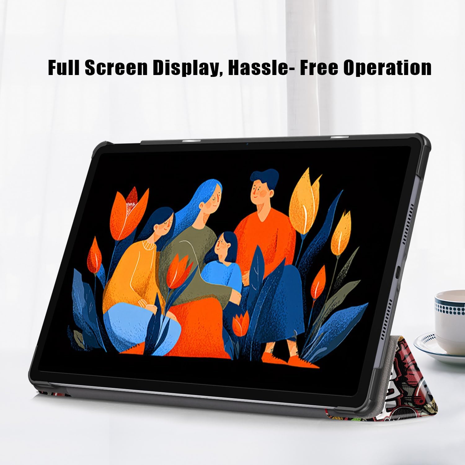 Husa pentru Lenovo Idea Tab Plus 12.1 tip stand functie sleep/wake-up si inchidere magnetica, protectie 360 - Graffiti
