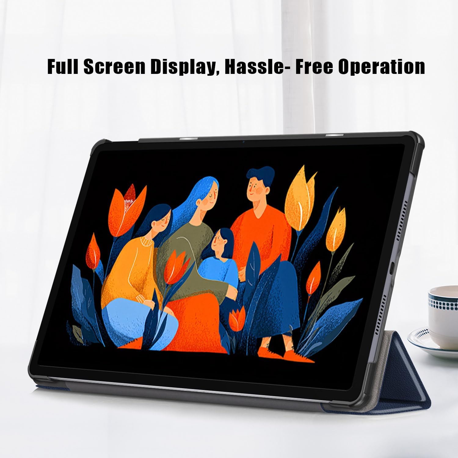 Husa pentru Lenovo Idea Tab Plus 12.1 tip stand functie sleep/wake-up si inchidere magnetica, protectie 360 - albastru