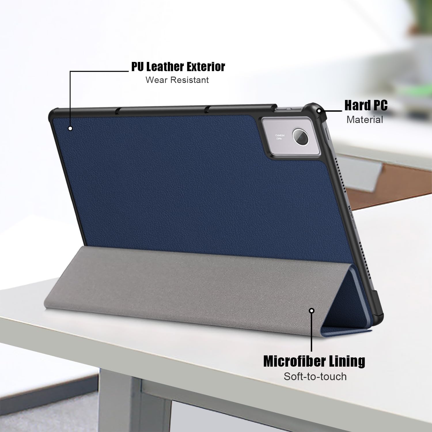 Husa pentru Lenovo Idea Tab Plus 12.1 tip stand functie sleep/wake-up si inchidere magnetica, protectie 360 - albastru