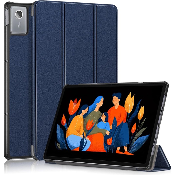 Husa pentru Lenovo Idea Tab Plus 12.1 tip stand functie sleep/wake-up si inchidere magnetica, protectie 360 - albastru