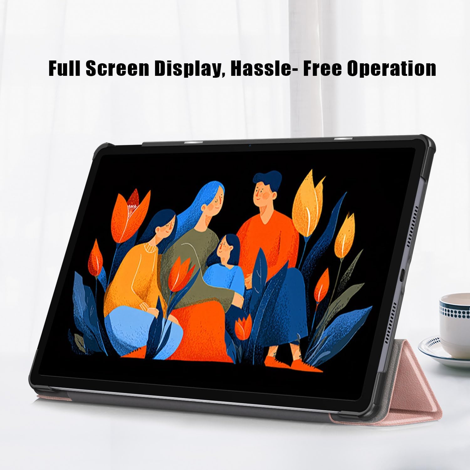 Husa pentru Lenovo Idea Tab Plus 12.1 tip stand functie sleep/wake-up si inchidere magnetica, protectie 360 - roz
