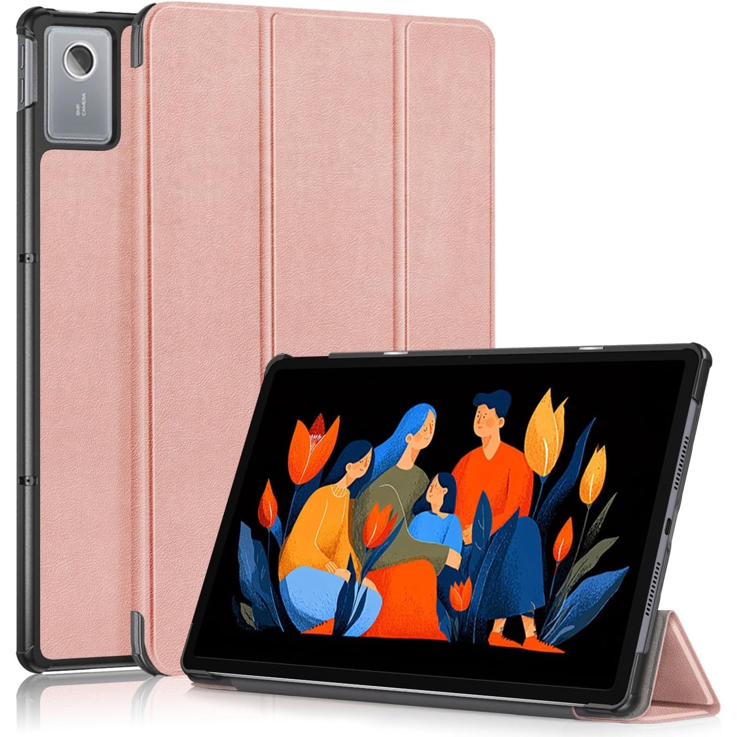 Husa pentru Lenovo Idea Tab Plus 12.1 tip stand functie sleep/wake-up si inchidere magnetica, protectie 360 - roz