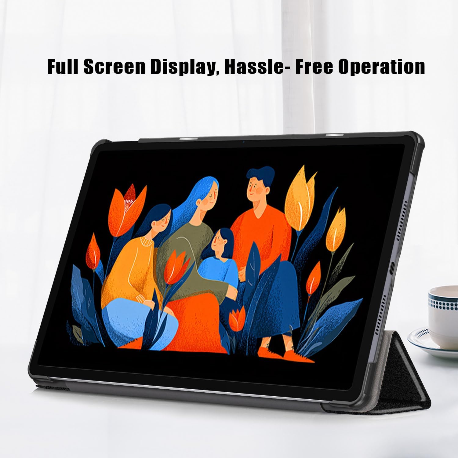 Husa Tableta Slim Trifold Aiyando, compatibil cu Lenovo Idea Tab Plus 12.1 inch, Auto Sleep/Wake, Negru