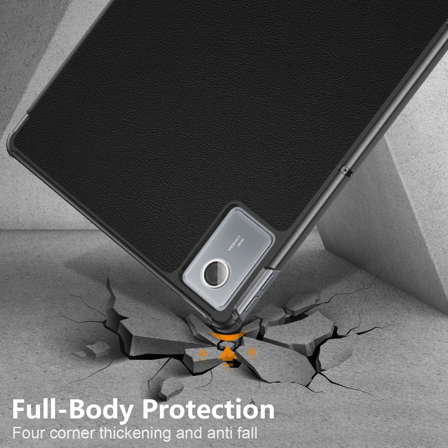 Husa Tableta Slim Trifold Aiyando, compatibil cu Lenovo Idea Tab Plus 12.1 inch, Auto Sleep/Wake, Negru