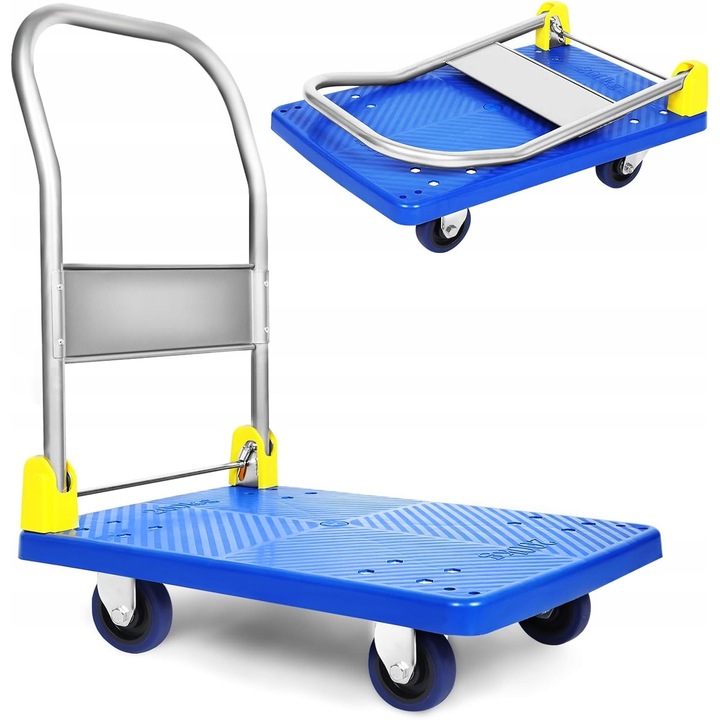 Platformă transportabilă pliabilă, albastră, 59x90x88cm, capacitate 200kg, roți pivotante