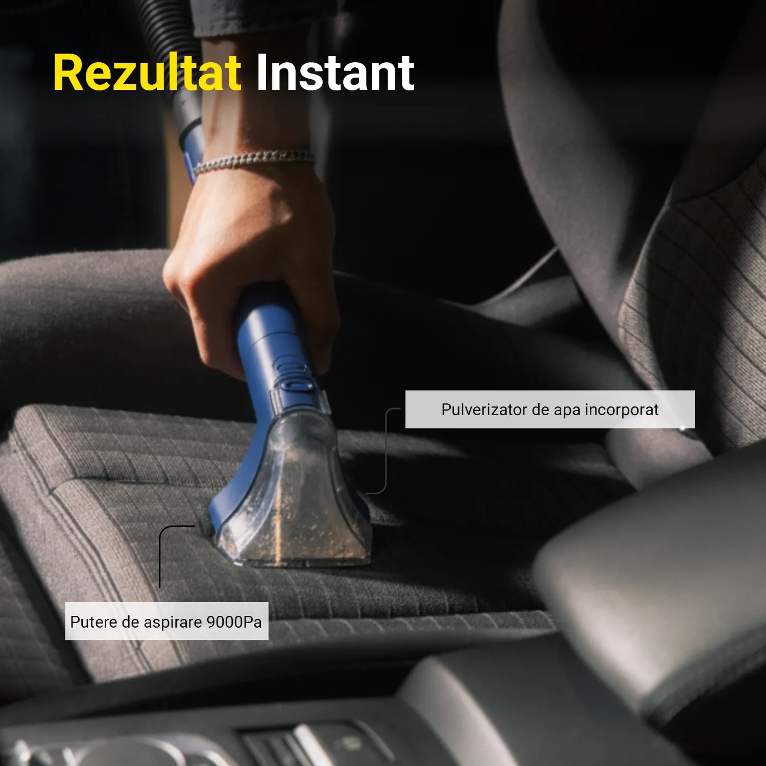 Aspirator profesional cu spalare Ryer Carpet Cleaner Compact Plus cu injectie-extractie, curatator de pete textile, saltele, covoare, tapiterii, mocheta, podele, albastru