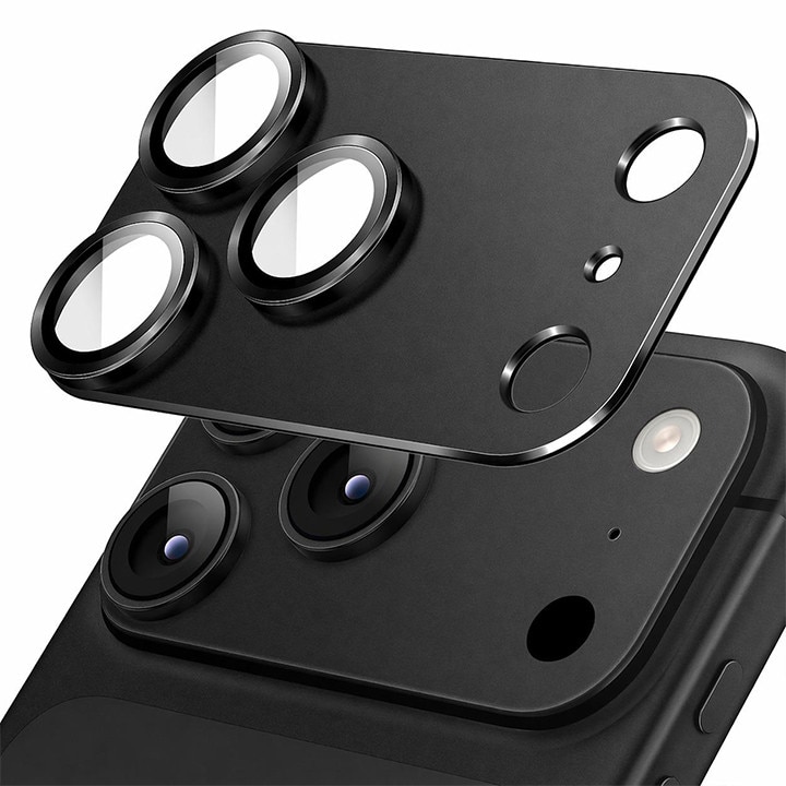 Protectie Camere Sticla Securizata Compatibil Cu Apple iPhone 17 Pro, HEYBINGO, Full Cover, Protectie Completa, Ultra Rezistenta, Calitate Premium, Black