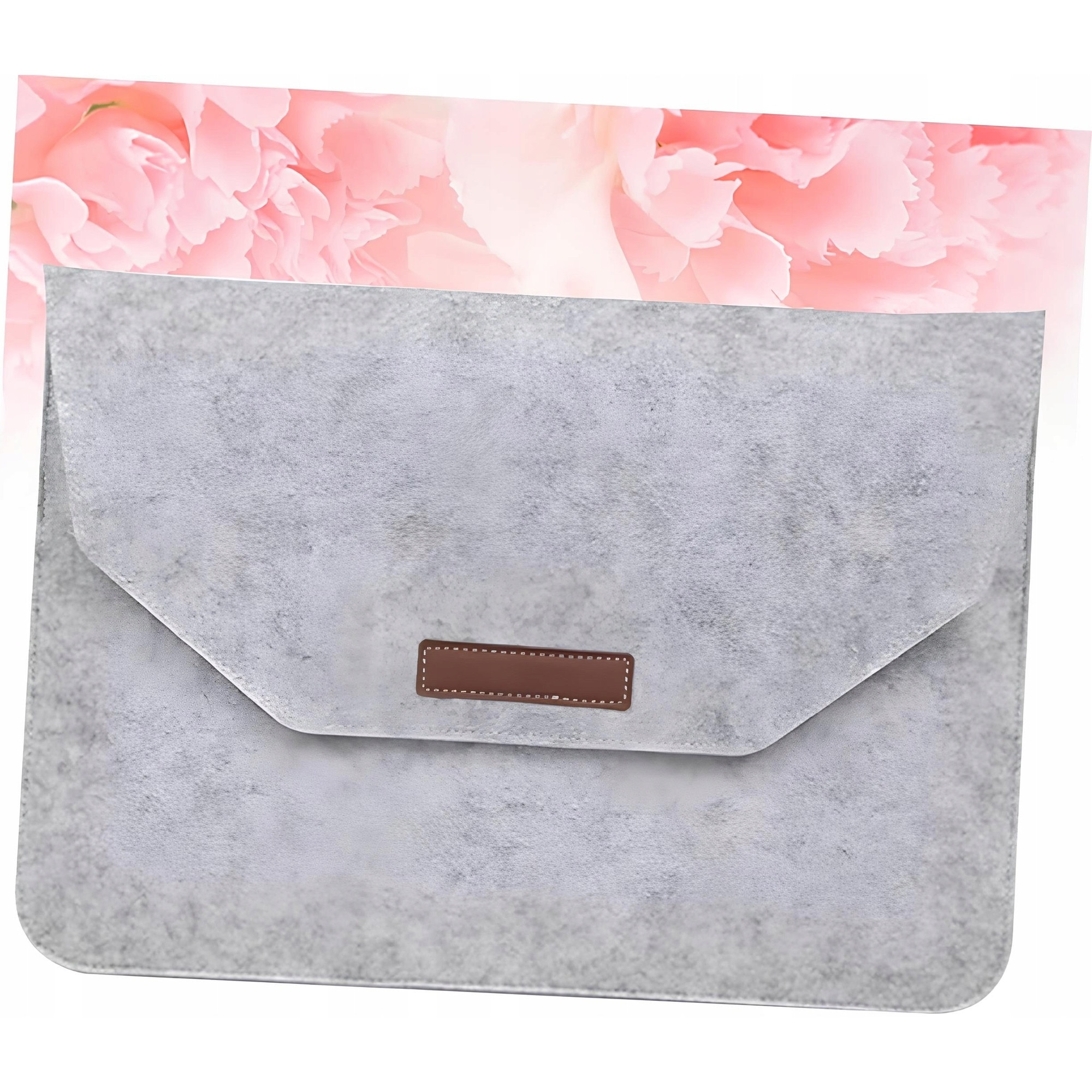 Husa elegantă din fetru pentru laptop, 15 inch, design modern, compartiment dublu, 39x27.5cm