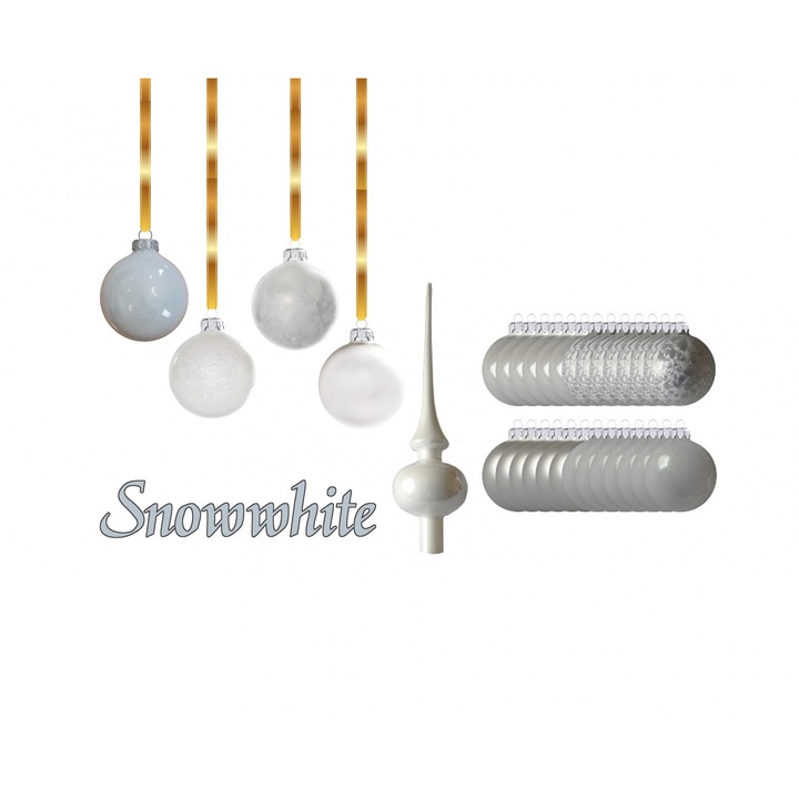 Set globuri de Crăciun Snowwhite - 121 bucăți + cadou