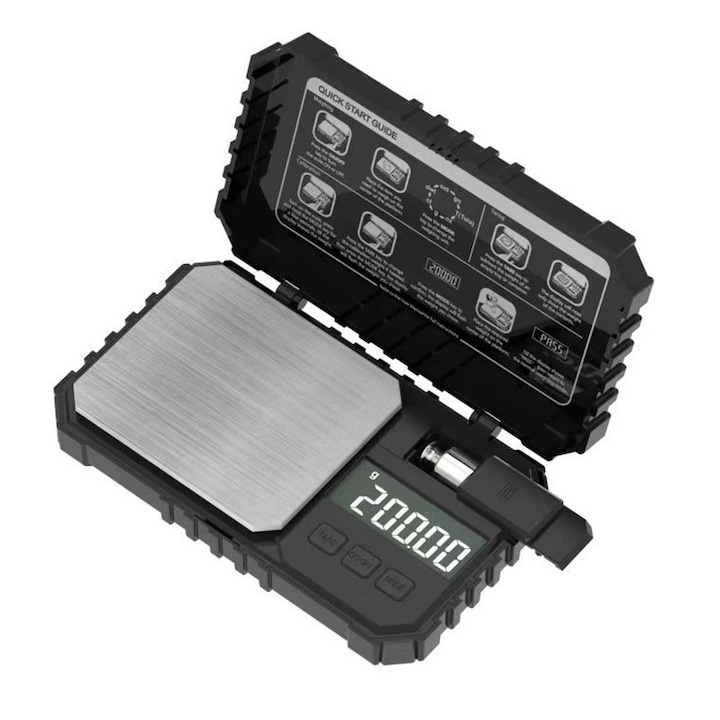 Cantar electronic de buzunar portabil de inalta precizie pentru bijuterii, interval de cantarire 0,01-600g, cu greutati si trusa de scule