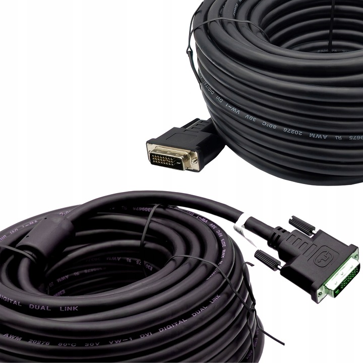 Cablu DVI-D Dual Link 5m Vitalco, filtre anti-interferente, conectori metalici placati nichel, cupru OFC