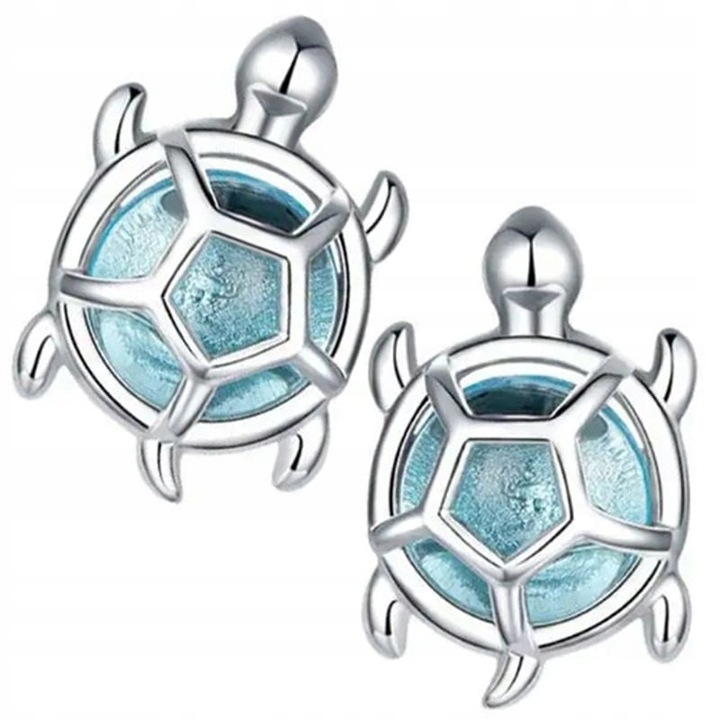 Cercei Argint 925 Fetite Broscuta, zirconiu albastru, 10x6, 7mm