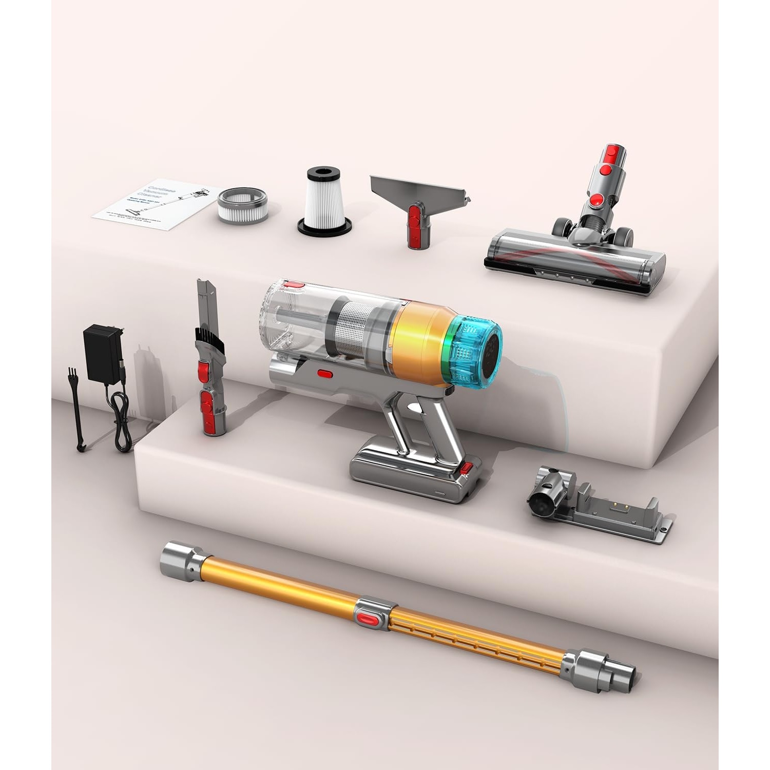 Aspirator Vertical Fara Fir OVELY 600W, 55Kpa, Autonomie pana la 60 de minute, Ecran OLED Color, Sistem Anti-Incalzire, Montare pe Perete, Ideal pentru Podele Dure, Covoare, Masina, Par de Animale