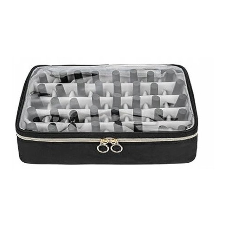 Husa Organizator Negru pentru 35 Lacuri de Unghii, Portabil, 29x16x8.5cm