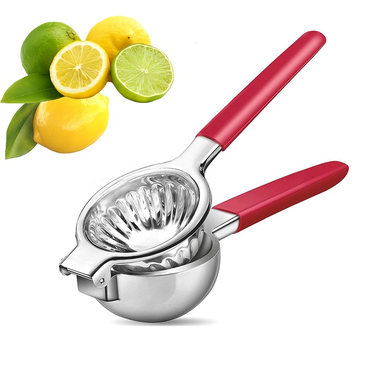 Kézi gyümölcsprés, 304-es rozsdamentes acél, ergonomikus kialakítás, könnyen tisztítható, ezüst