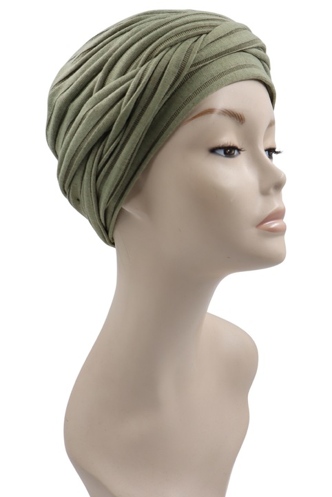 Set turban și pălărie Atelier de Creation Lidia Marika TL/76, khaki, universal, tricot, 98% lână