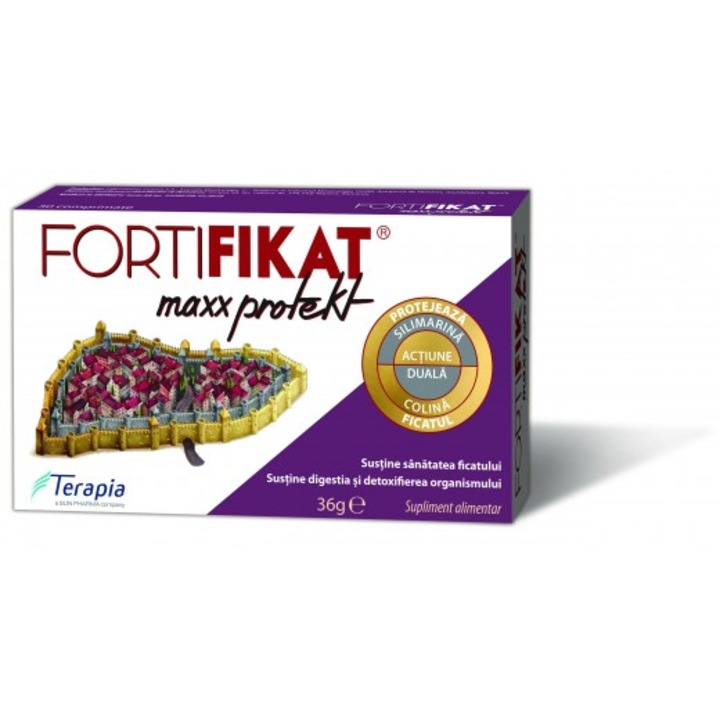 Supliment alimentar Terapia, Fortifikat Maxx Protekt, 30 comprimate, sustine sanatatea ficatului, digestie si detoxifiere